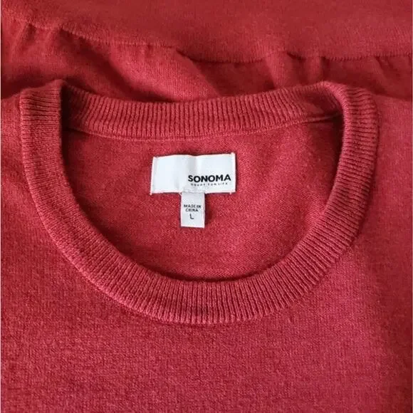 Sonoma Brick Red Soft Knit Crew Neck Sweater L - Picture 4 of 9